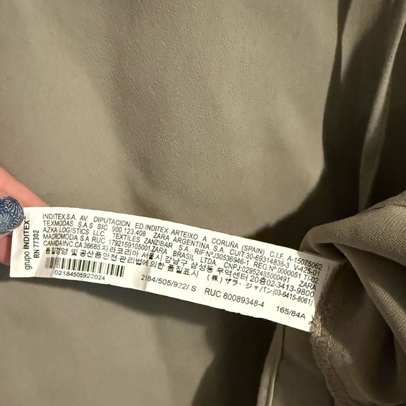 Zara Tan Flowy Mini Dress Button Front Drawstring Waist Tie Taupe Size Medium - Picture 4 of 6